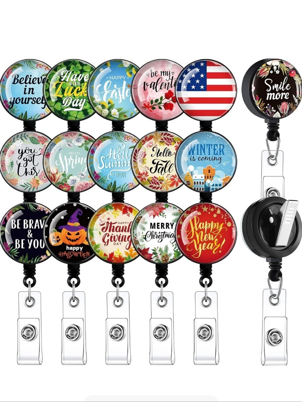 Seasonal Decorative Badge Reel - Assorted - Pick One